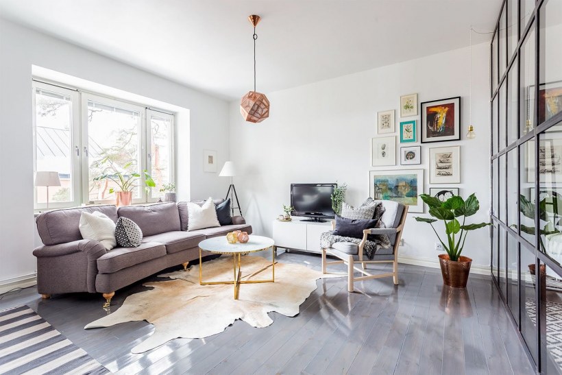 Серый ламинат в скандинавском стиле