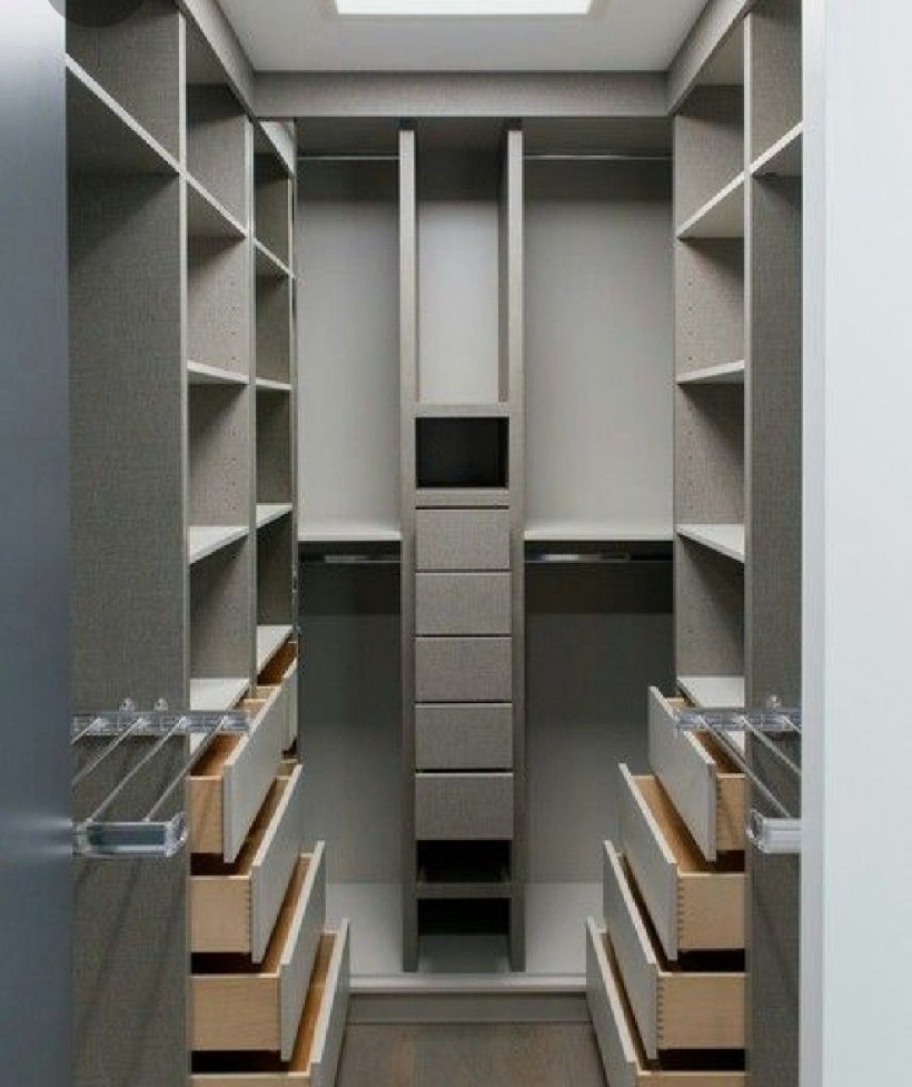 П-образная гардеробная комната планировка