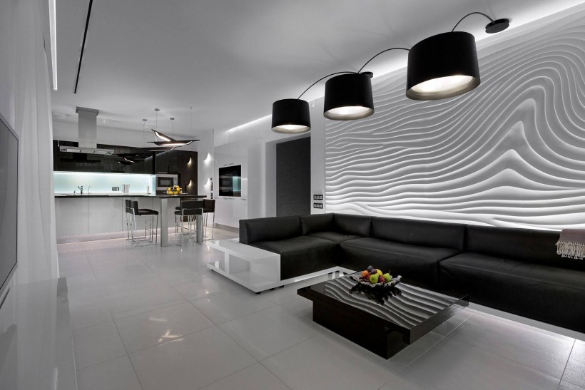 Интерьер в черно белых тонах