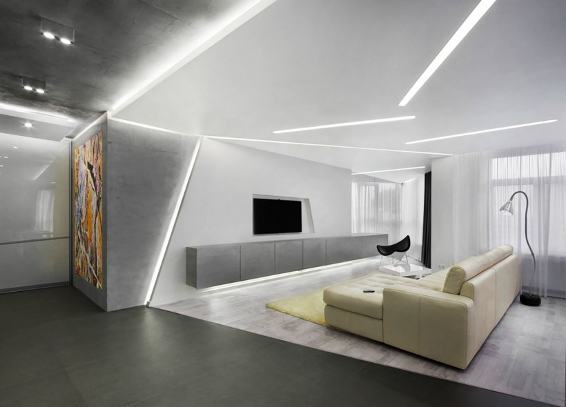 Линейные светильники светодиодные в интерьере квартиры