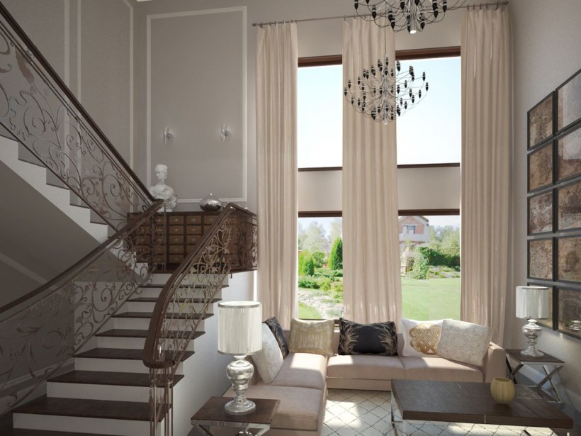 Шторы в гостиной со вторымсвето