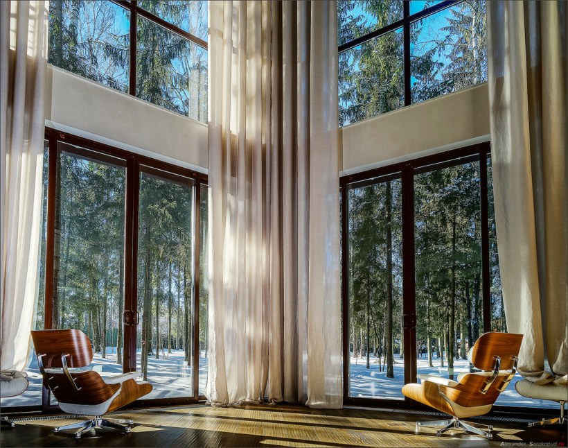 Панорамные деревянные окна