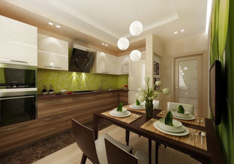 Интерьер кухни 12 кв