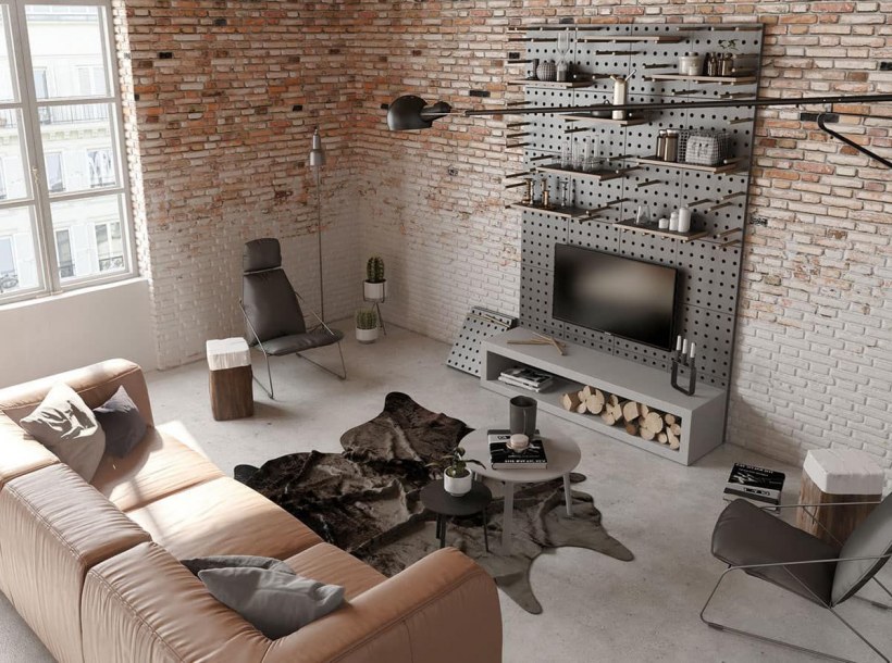 Loft Interior Design кирпич