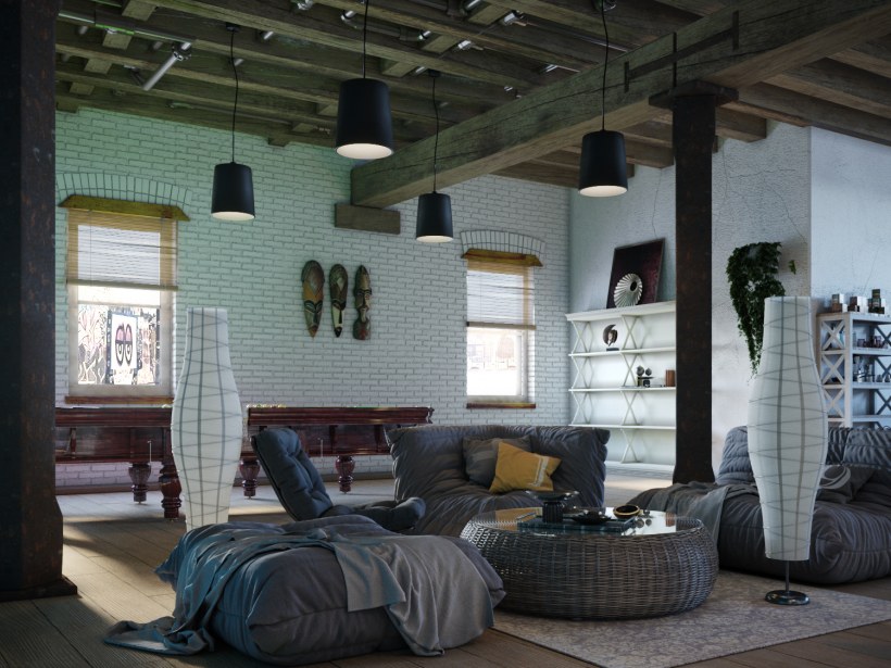 Красивый интерьер лофт