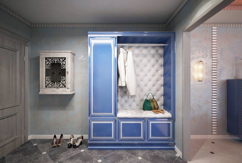 Прихожая в голубых тонах