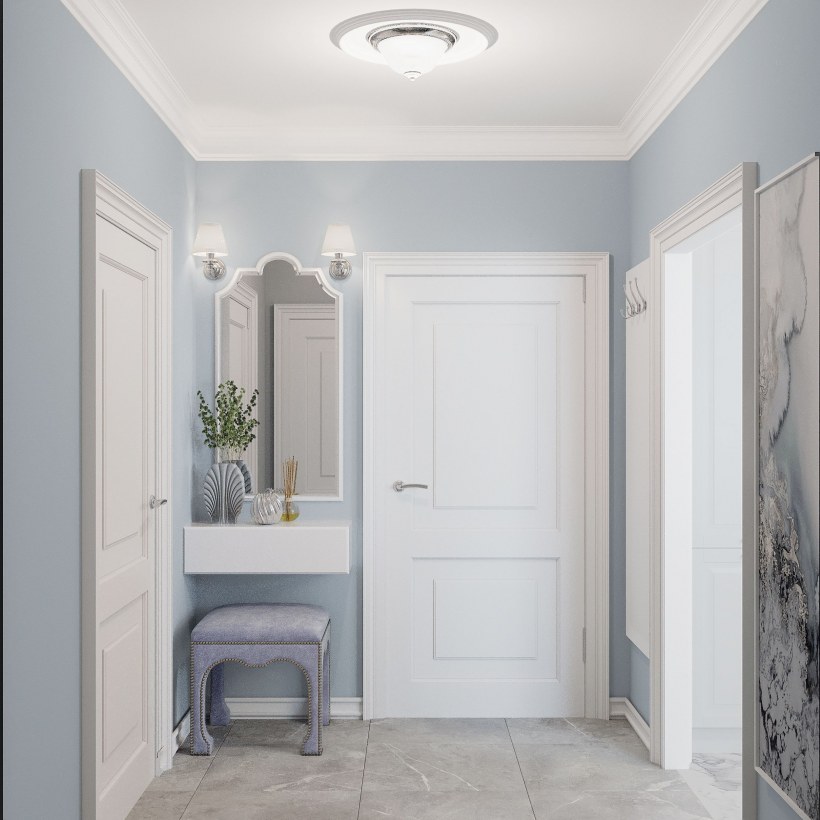 Серо голубая прихожая