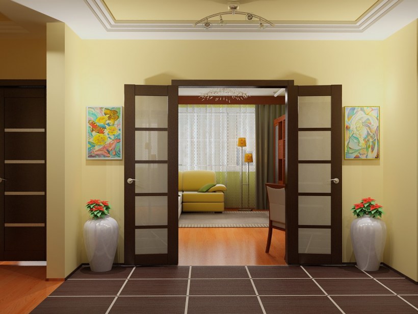 Интерьер комнаты с дверью