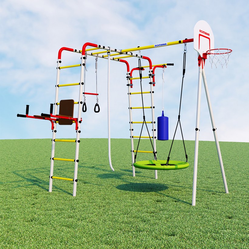 Детский дачный комплекс romana r 103.20.04 "Fitness" + гнездо качели