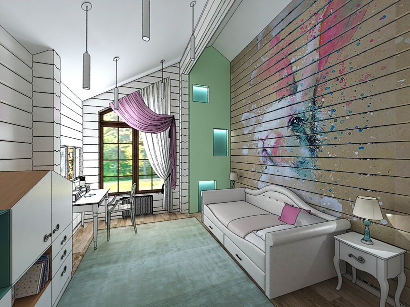 Комната в стиле лофт 12кв