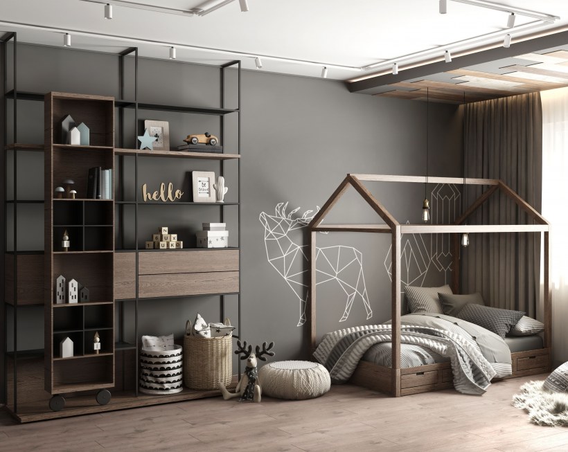 Кирпич в интерьере детской