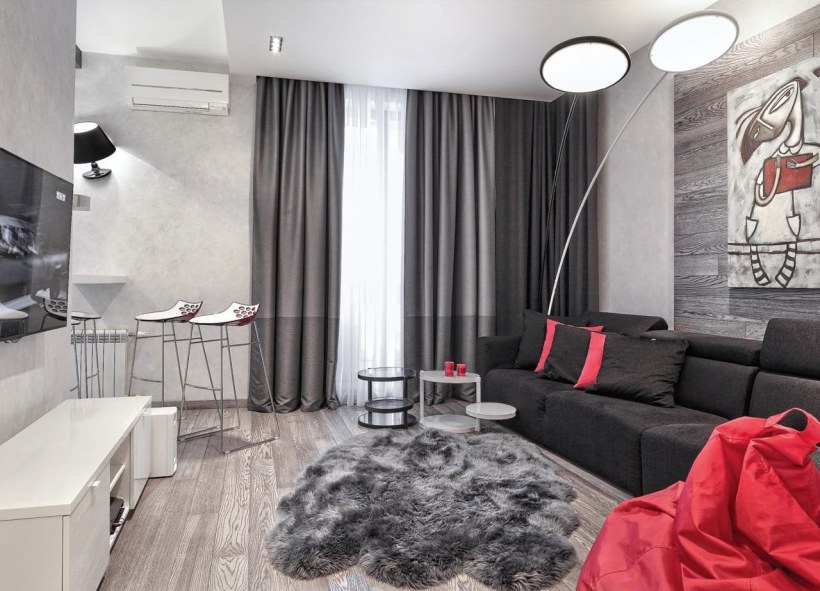 Шторы к серым стенам