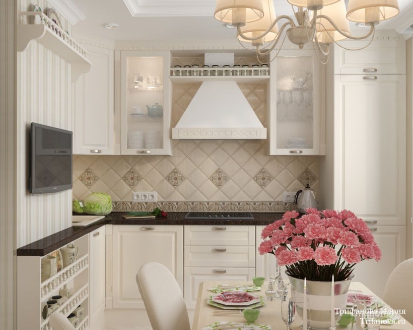 Кухня в кремовых тонах