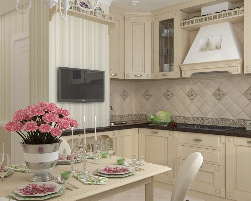 Кухня в кремовых тонах