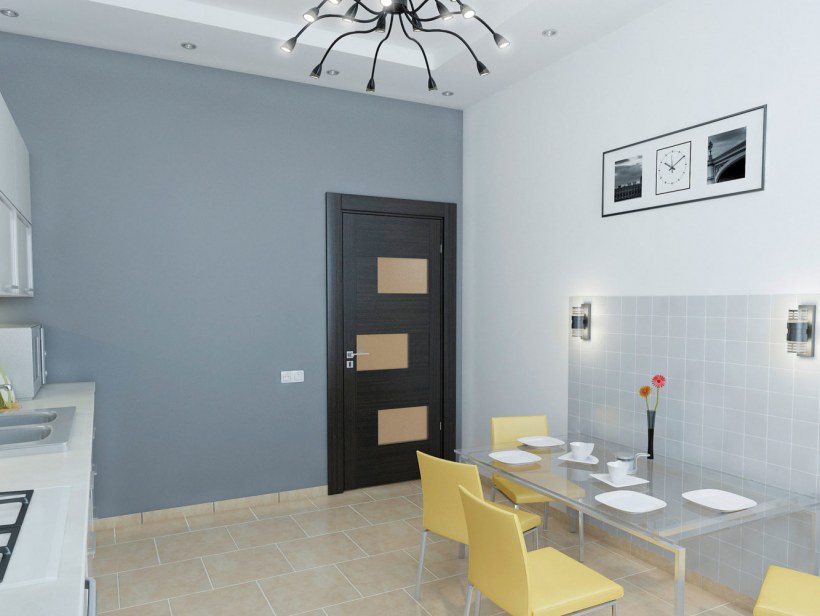 Серая кухня-гостинная под покраску