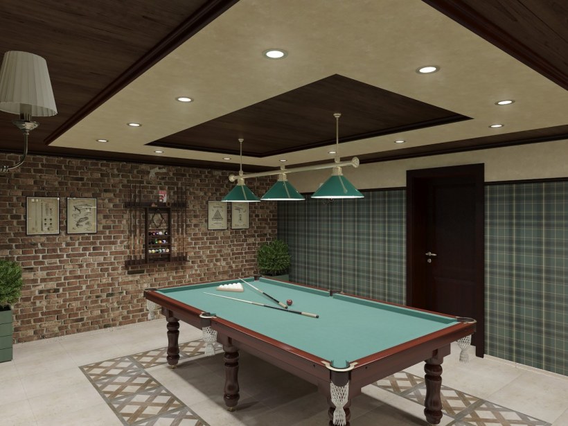 Потолок в бильярдной