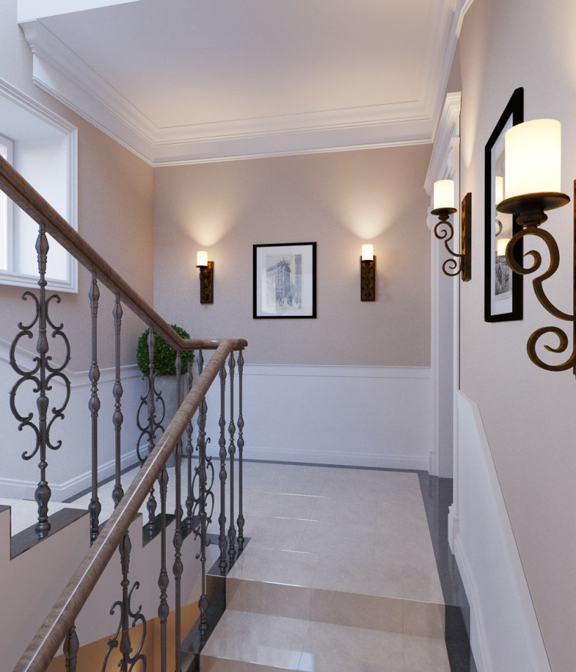 Интерьер лестничной площадки в доме