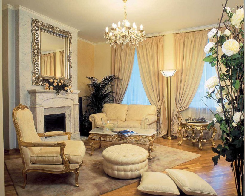 Роскошная гостиная в классическом стиле