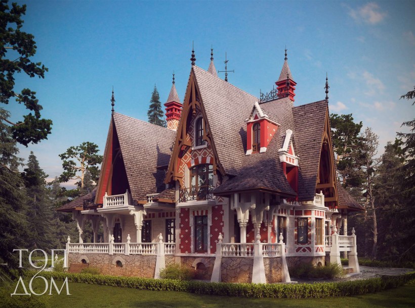 Оформление крыши дома в готическом стиле