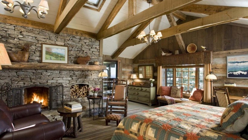 Сочетание дерева и камня в интерьере