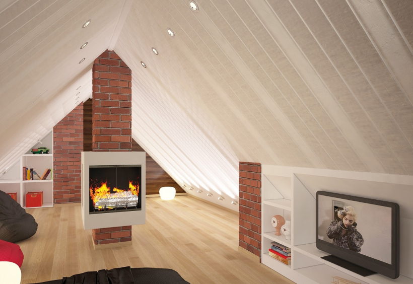Биокамин на мансарде