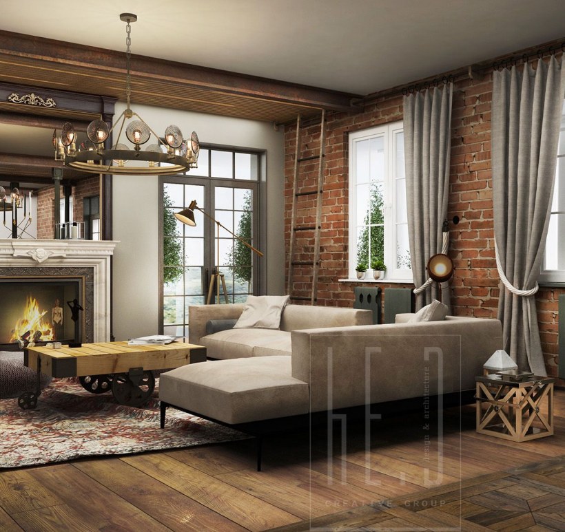 Кирпич в классическом интерьере