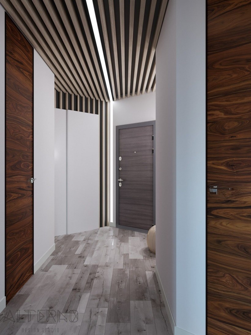 Отделка потолка деревянными рейками