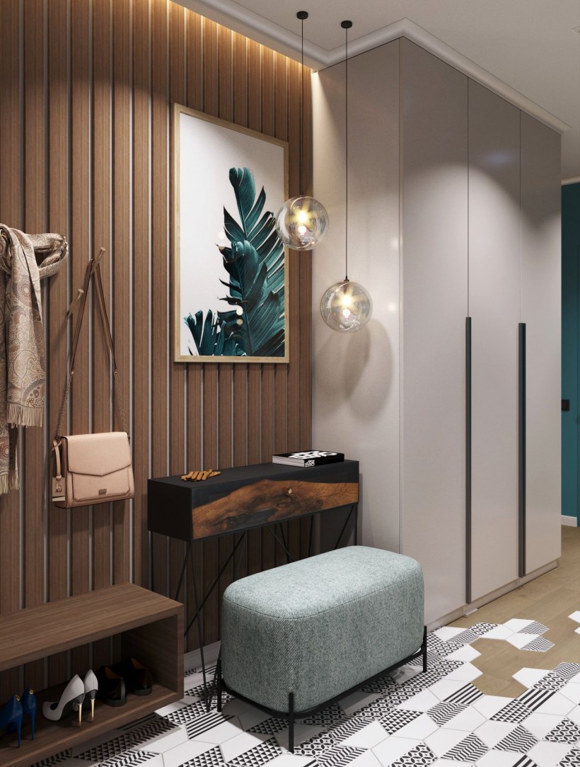 Реечная перегородка в прихожей