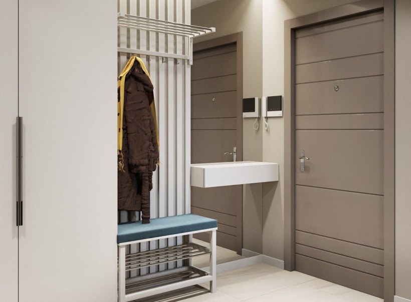 Современная прихожая с гардеробом