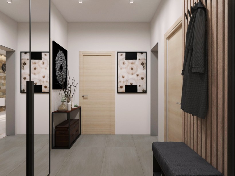 Декоративные рейки в прихожей