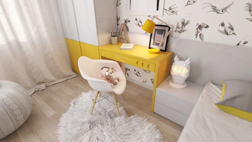 Комната для девочки в желтых тонах
