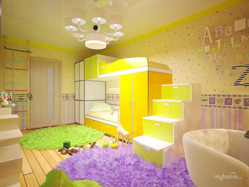 Комната для девочки в желтых тонах