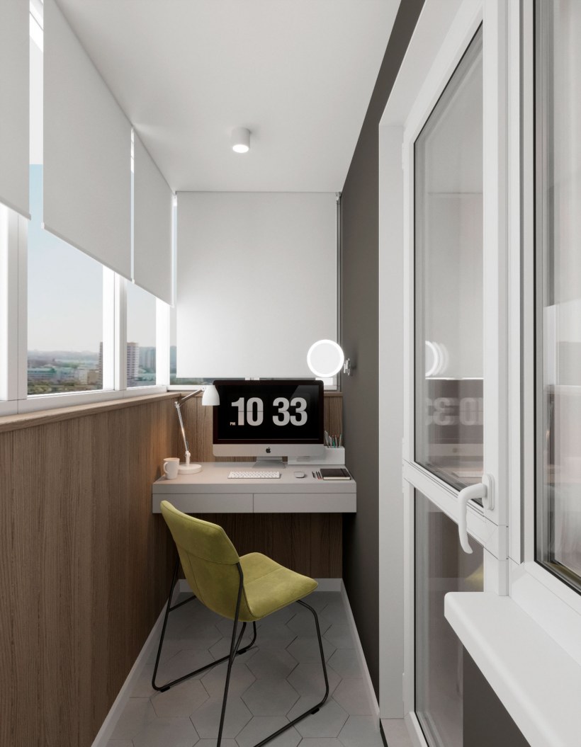 Интерьер кабинета на балконе