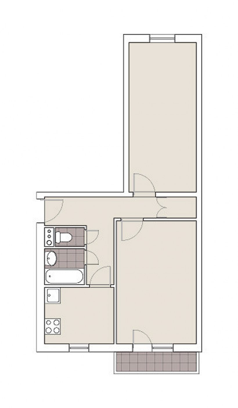 Планировка 2 комнатной квартиры хрущевки 45 кв.м