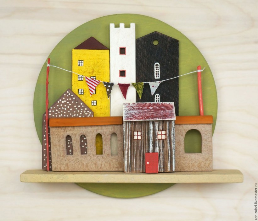 Деревянные домики панно
