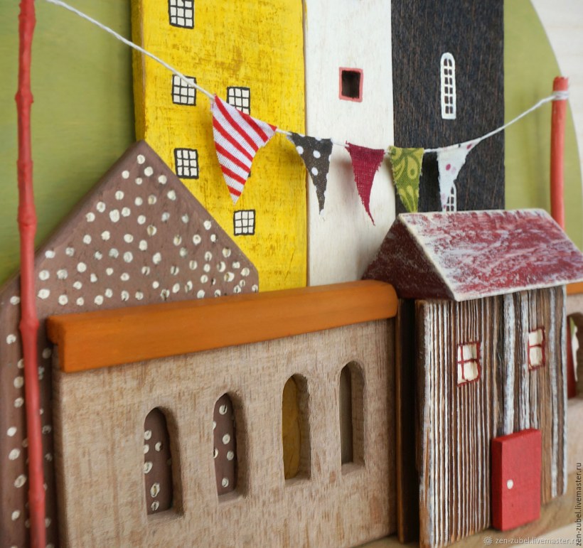 Деревянные домики панно