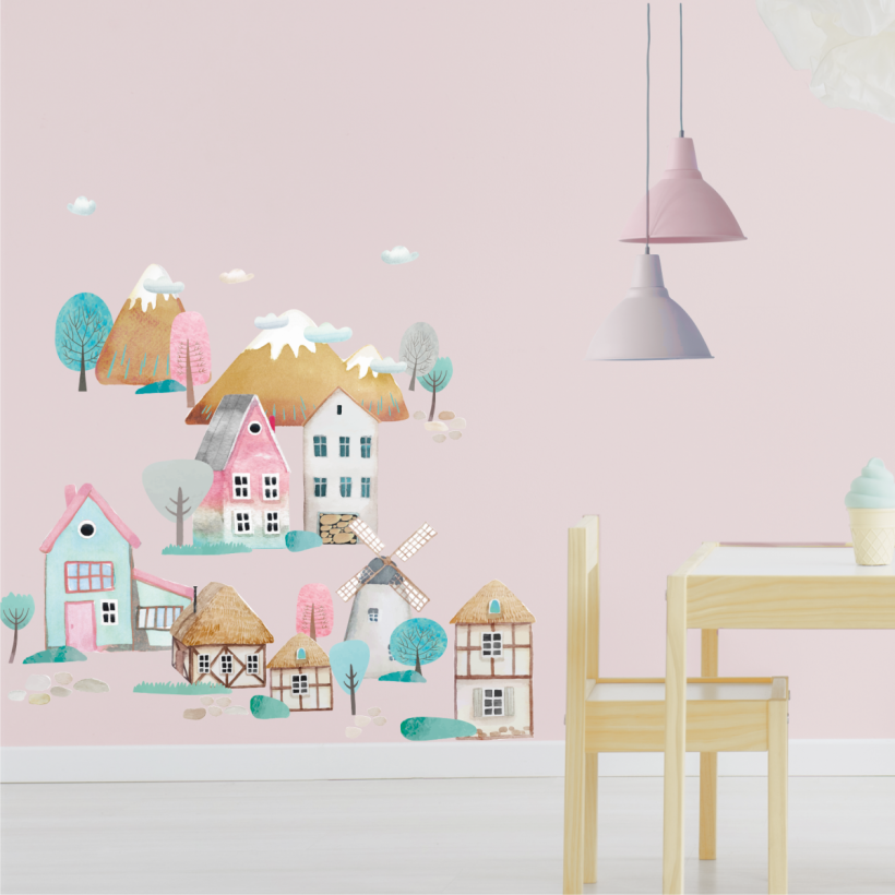 Наклейки на стену домики