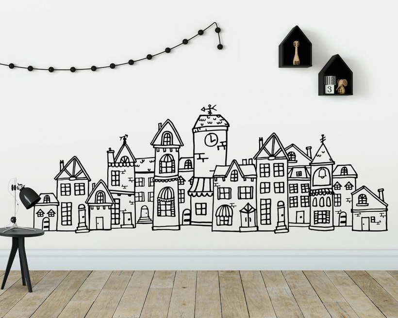Наклейки на стену домики