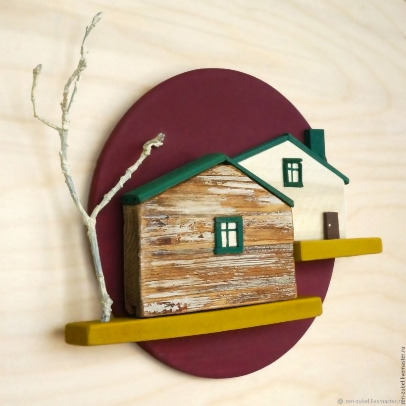 Деревянные домики панно