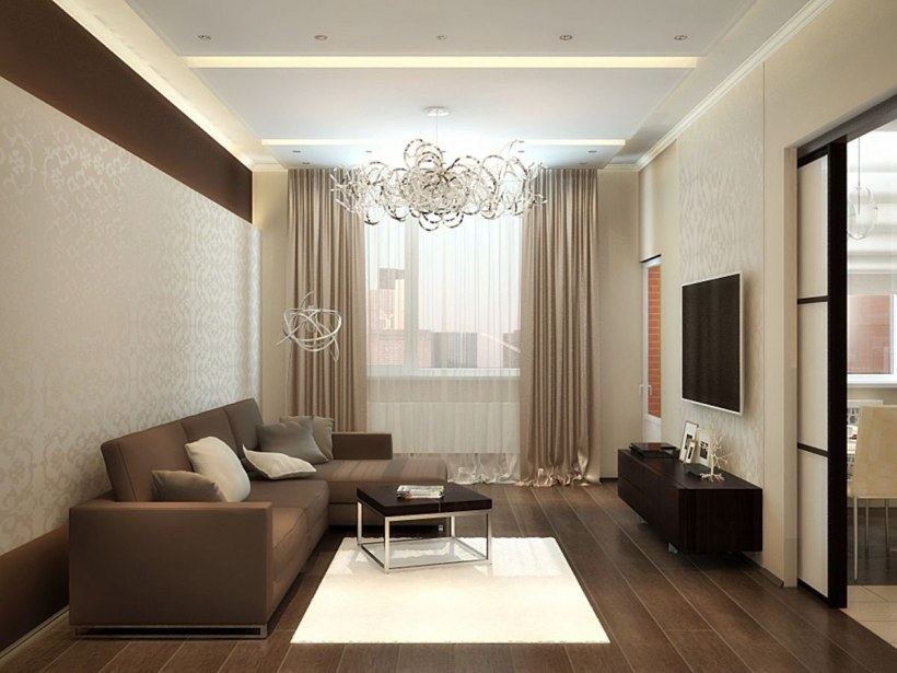 Гостиная в бежевых тонах