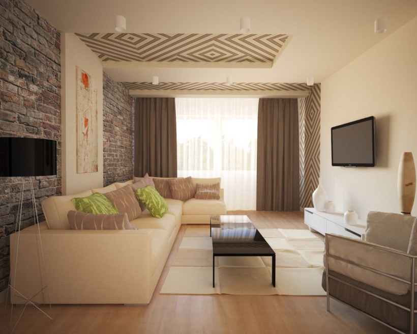 Гостиная в бежевых тонах