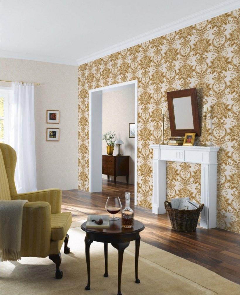 Комбинирование обоев в гостиной
