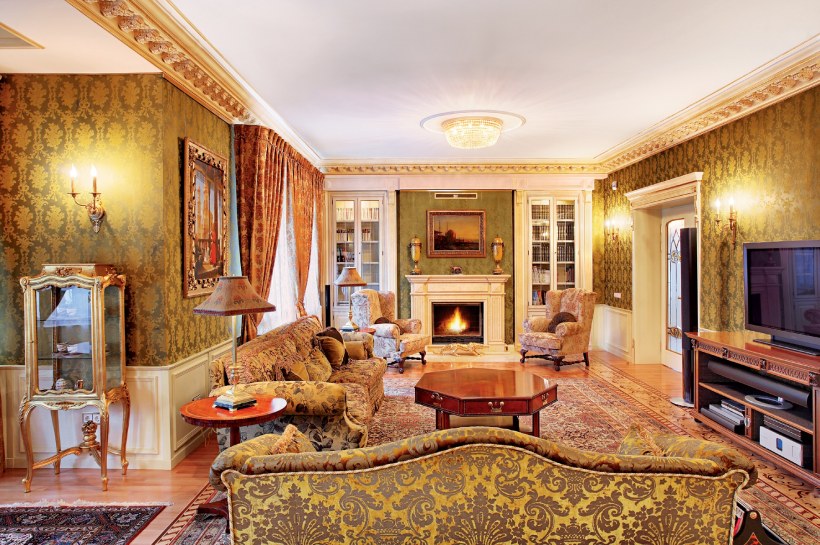 Зеленые гостиные в классическом стиле