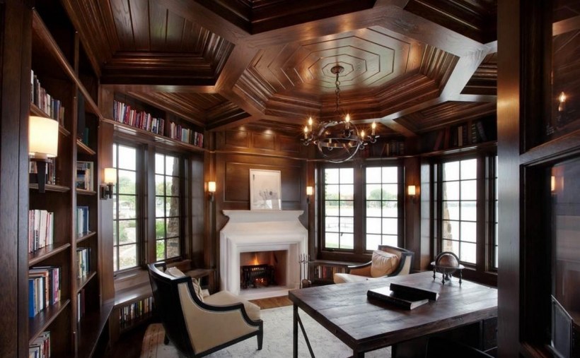 Кессонный потолок английский стиль