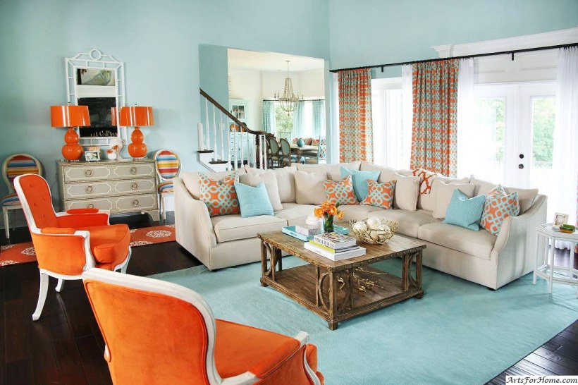 Оранжевый в интерьере сочетания