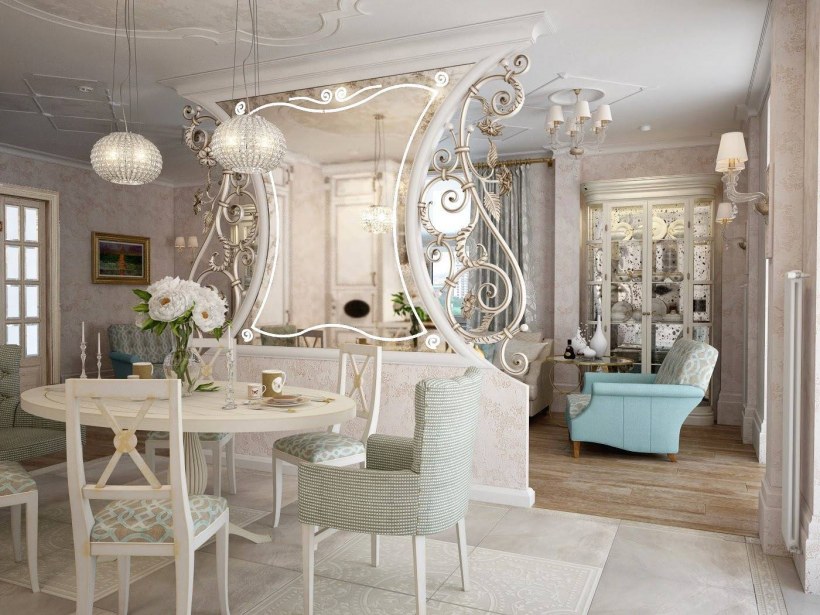 Перегородка в классическом стиле зонирование