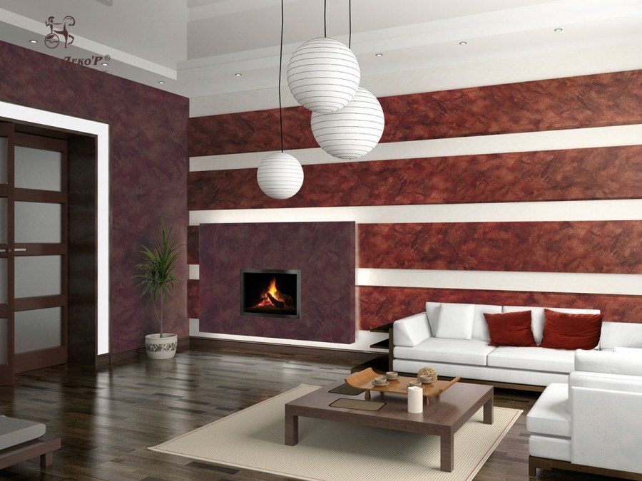 Декоративная штукатурка полосы в интерьере