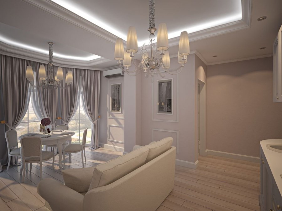 Интерьер гостинной классика освещение