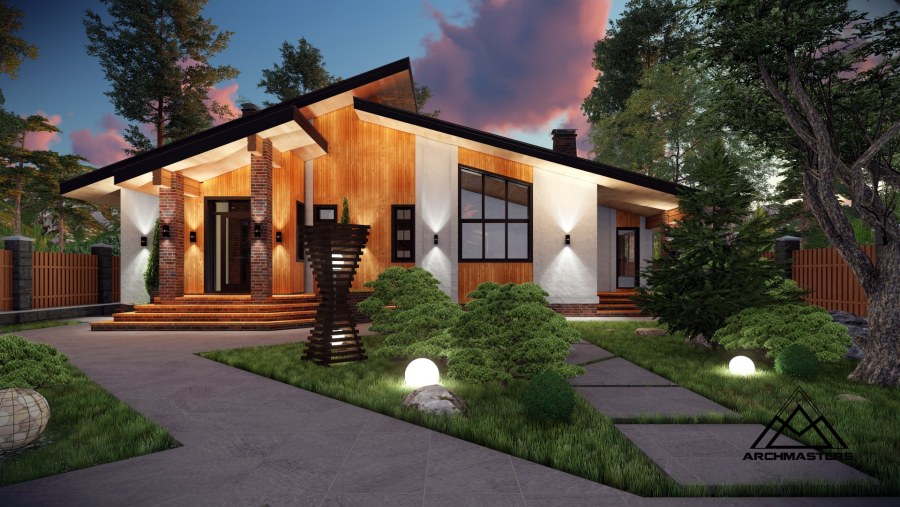 Современный одноэтажный дом