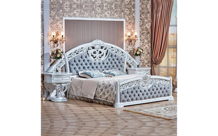 Кровать Марелла 1.8м белая с серебром